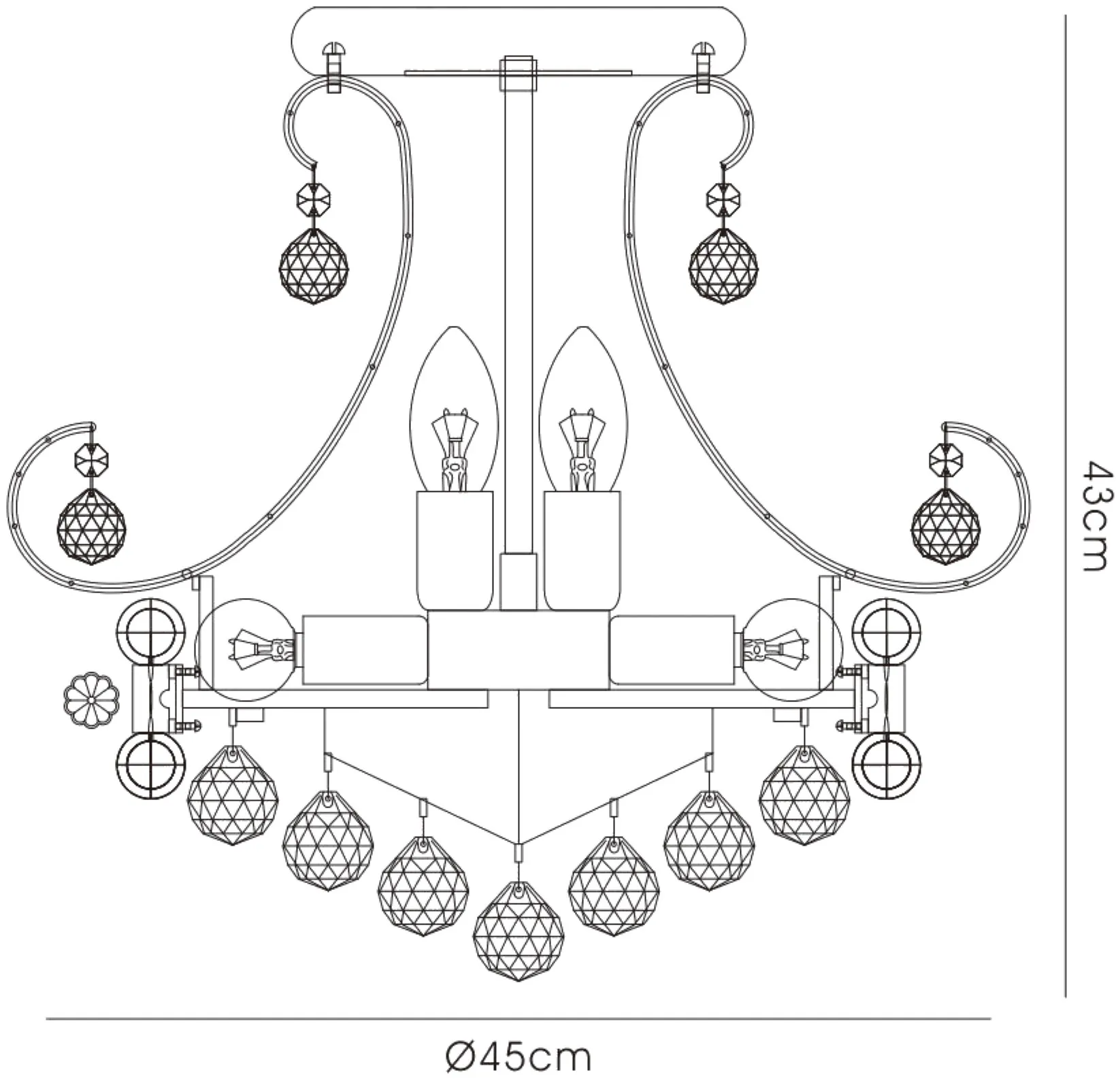 Pearl Crystal Chandelier 9 Light Polished Chrome IL30026  Diyas Pearl